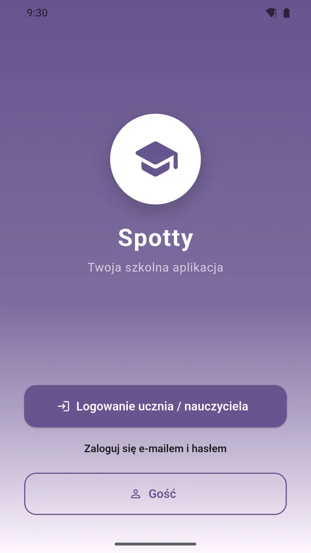 Ekran logowania Spotty